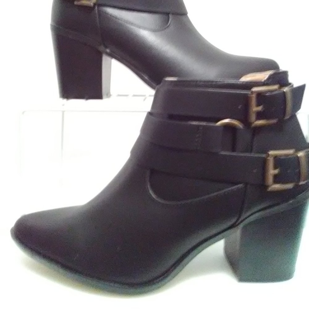 LovMark Black Block Heeled Booties 7.5 Moto - Picture 3 of 15